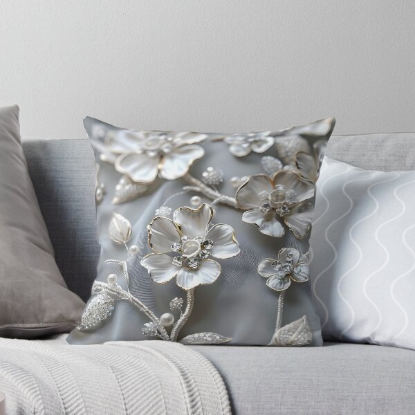 Item preview, Pearlized Silver Blossoms designed and sold by AI-Only Creations.