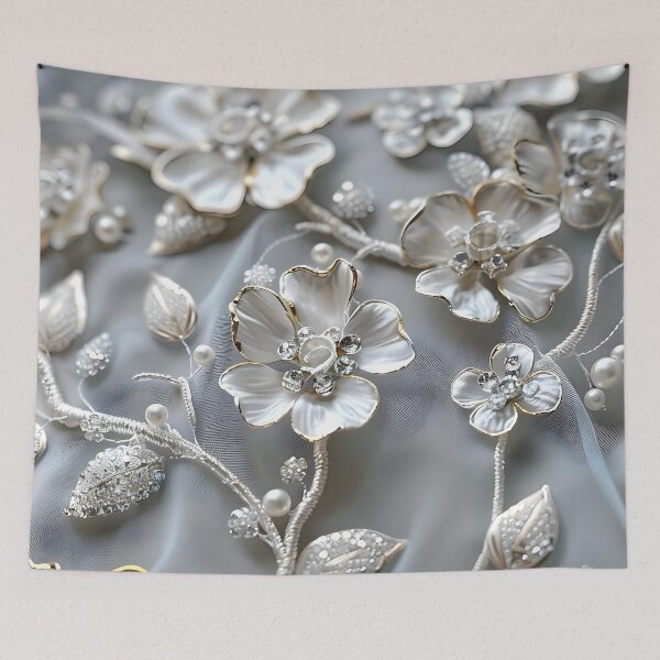 Item preview, Pearlized Silver Blossoms designed and sold by AI-Only Creations.