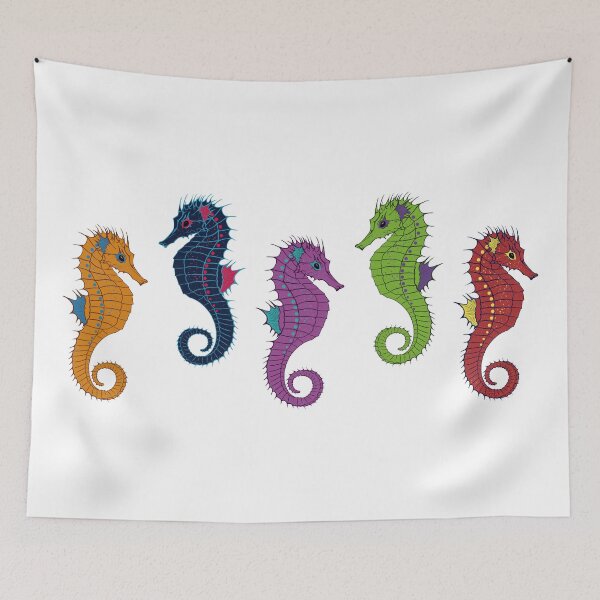 Item preview, colorful happy dancing seahorses designed and sold by ICI.