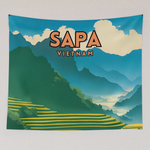 Item preview, Sapa Vietnam Vintage Travel Poster designed and sold by ZionPosteria.