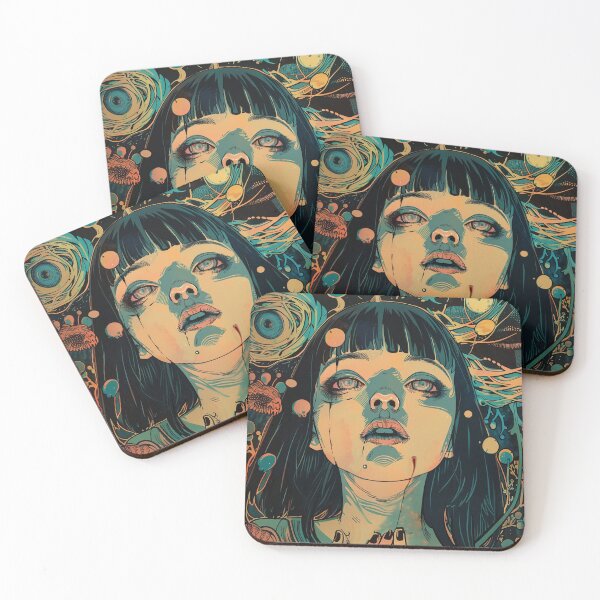 Item preview, psychedelic manga anime girl design print designed and sold by ForsakenFrames.