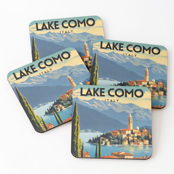 Item preview, Lake Como Italy Minimal Vintage Travel Poster designed and sold by ZionPosteria.