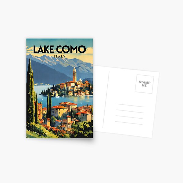 Item preview, Lake Como Italy Minimal Vintage Travel Poster designed and sold by ZionPosteria.
