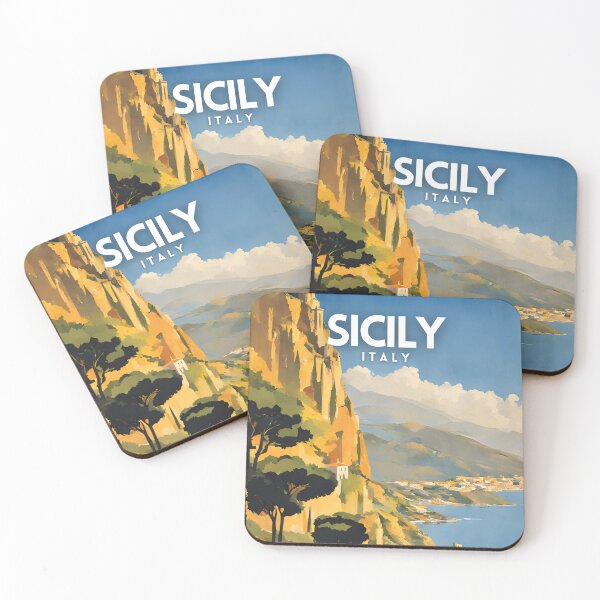 Item preview, Sicily Italy Retro Vintage Travel Art Poster designed and sold by ZionPosteria.
