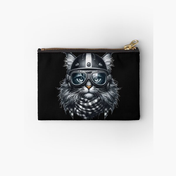 Item preview, Biker Maine Coon Cat In Cool Helmet designed and sold by TomFrontierArt.