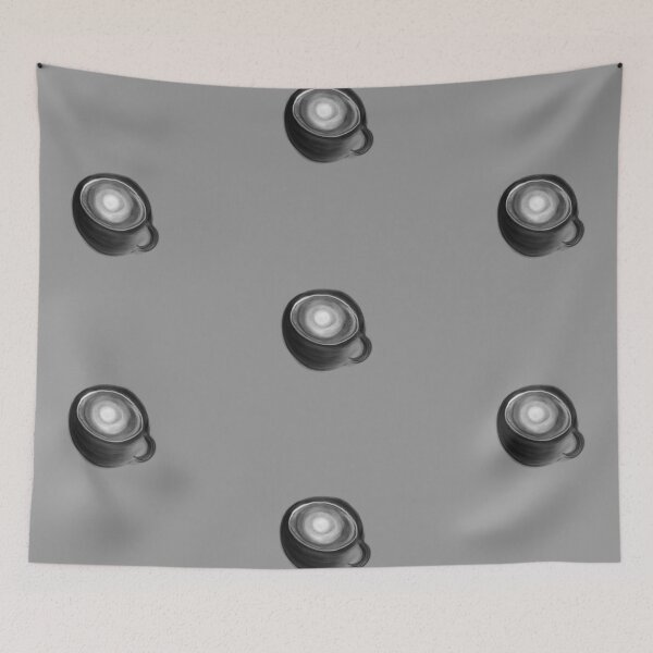 Item preview, Black and white drawing of a coffee cup, pencil lines, white background designed and sold by nongsao4.
