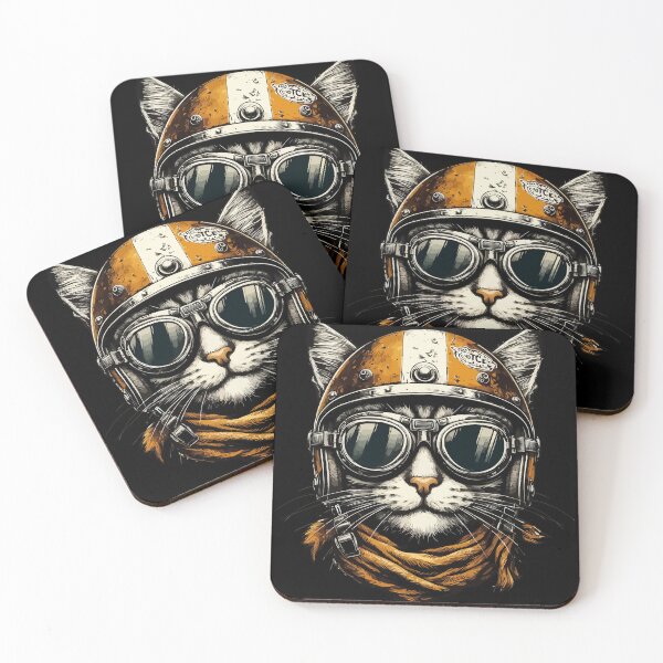 Item preview, Funny Biker Cat In Cool Helmet Retro designed and sold by TomFrontierArt.