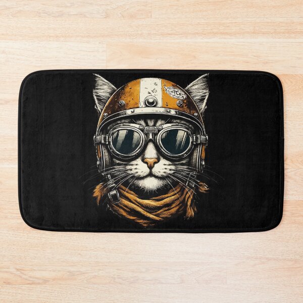Item preview, Funny Biker Cat In Cool Helmet Retro designed and sold by TomFrontierArt.