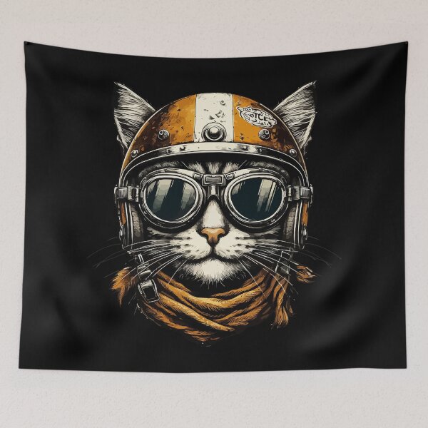 Item preview, Funny Biker Cat In Cool Helmet Retro designed and sold by TomFrontierArt.