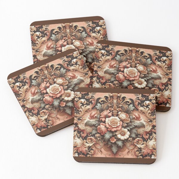 Item preview, Bridgerton Inspired Brown & Coral Rococo With Roses designed and sold by DesignsByPrnces.