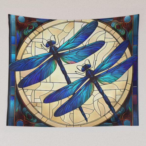 Item preview, Blue Dragonflies Stained Glass design designed and sold by CattyCornerPOD.