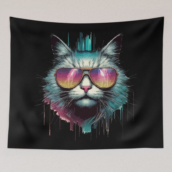 Item preview, Cool Cyberpunk Cat In Sunglasses designed and sold by TomFrontierArt.
