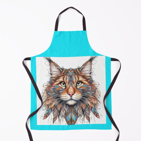 Item preview, Maine Coon cat portrait Southwest Style designed and sold by CattyCornerPOD.