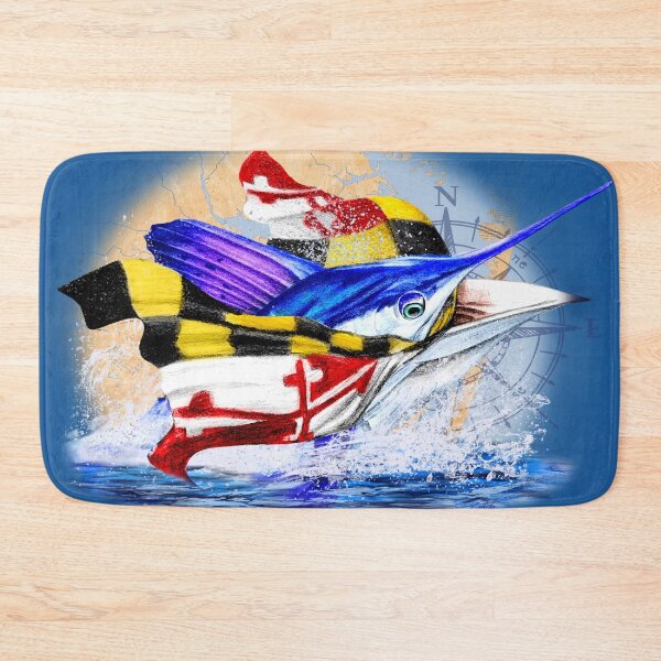 Item preview, White Marlin Maryland Flag Map designed and sold by Color4Nature.
