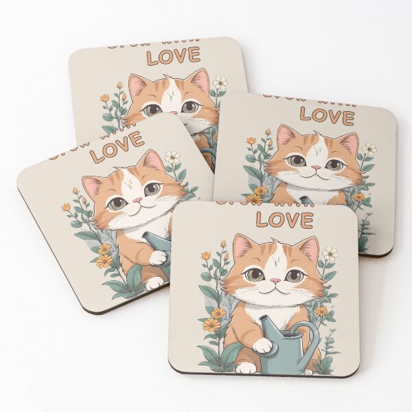 Item preview, Grow with Love - Cute Kitten Gardening Art designed and sold by jubileejungle.