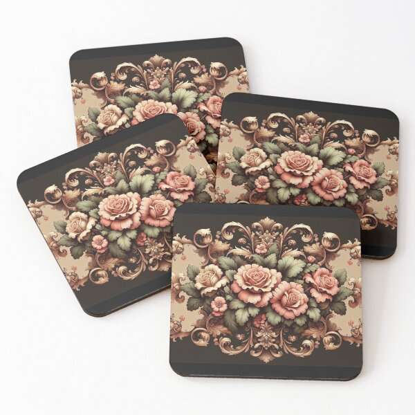 Item preview, Bridgerton Inspired Brown & Coral Rococo With Roses designed and sold by DesignsByPrnces.