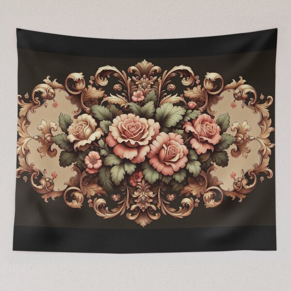 Item preview, Bridgerton Inspired Brown & Coral Rococo With Roses designed and sold by DesignsByPrnces.