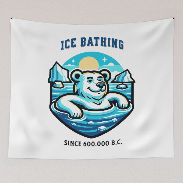 Item preview, relaxed polar bear taking an ice bath funny saying mascot design designed and sold by Bouldershop.