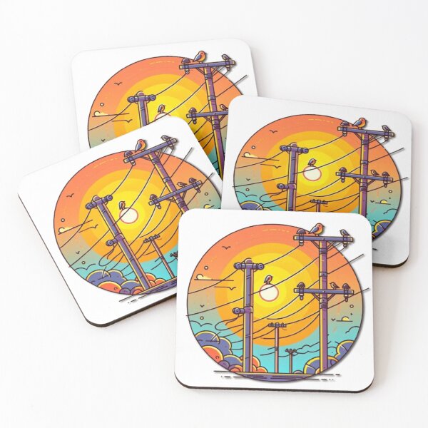 Item preview, Birds perch on lampposts in the evening designed and sold by kankan22.
