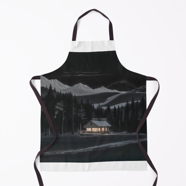 Item preview, Illuminated hut in snowy mountain landscape at night designed and sold by Thomas-Arts.
