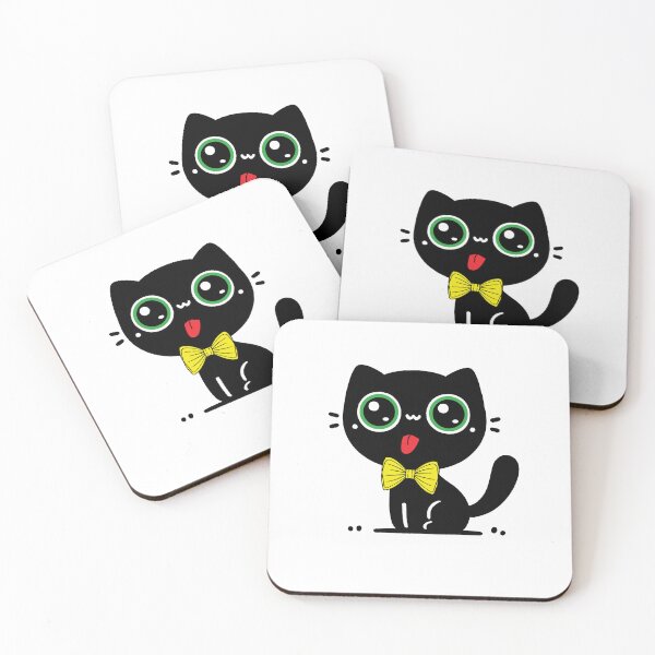 Item preview, Black Cat with Green Eyes in Yellow Bow Tie designed and sold by The Unique Geek.