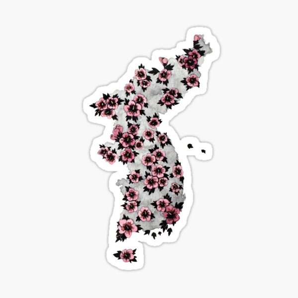 Aperçu de l'œuvre Mugunghwa; Carte fleurie de Corée créée et vendue par mooonhannah.