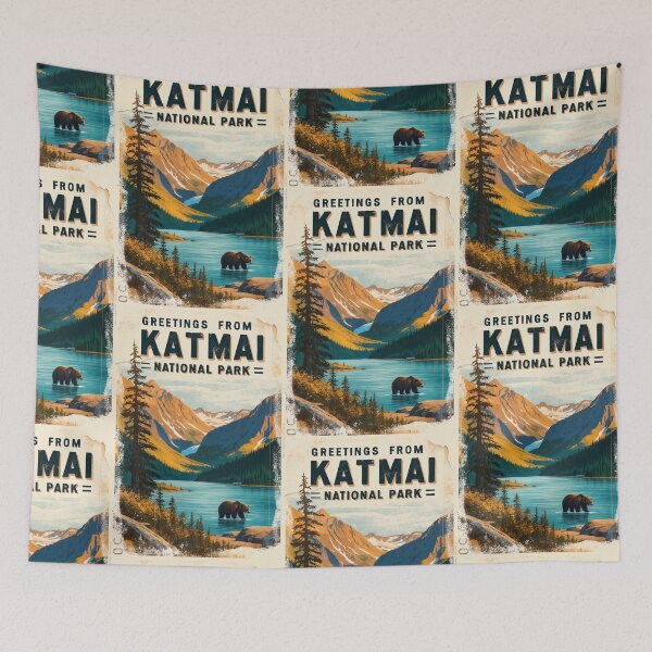 Item preview, Katmai National Park Postcard Vintage Retro Travel designed and sold by TravelPostcardGems.
