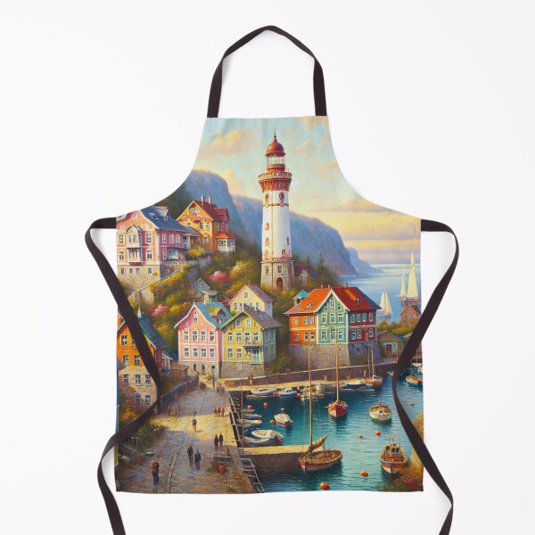 Item preview, Oil Painting Coastal Village designed and sold by InsanseCreation.