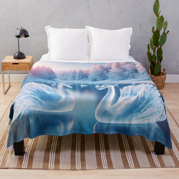 Item preview, Grace in Ice: Frozen Swan on a Snowy Lake designed and sold by daruneenok.