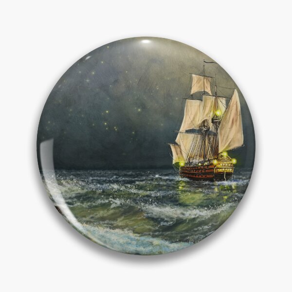Artikelvorschau, Altes Segelschiff im nächtlichen Meer, Leuchtturm entworfen und verkauft von Yaroslav Chyzhevskyi.