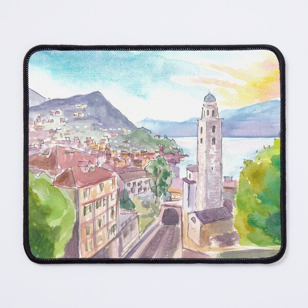 Item preview, Lugano Ticino Switzerland View of City and Lake designed and sold by artshop77.
