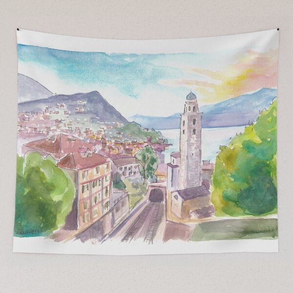 Item preview, Lugano Ticino Switzerland View of City and Lake designed and sold by artshop77.