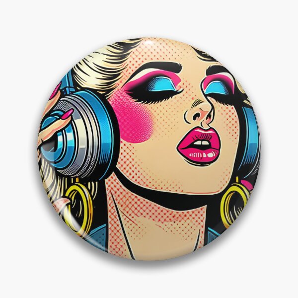 Item preview, Electrifying Pop Art Headphone Gir designed and sold by SportyAndArtful.