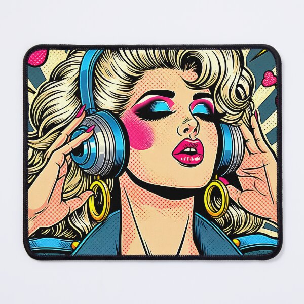 Item preview, Electrifying Pop Art Headphone Gir designed and sold by SportyAndArtful.