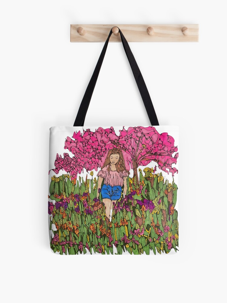 Thumbnail 1 of 2, Tote Bag, Spring Walk in Wildflowers Art designed and sold by KnutsonKr8tions.