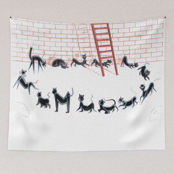 Item preview, 13 black cats under a ladder.  designed and sold by Henri Armagnat.