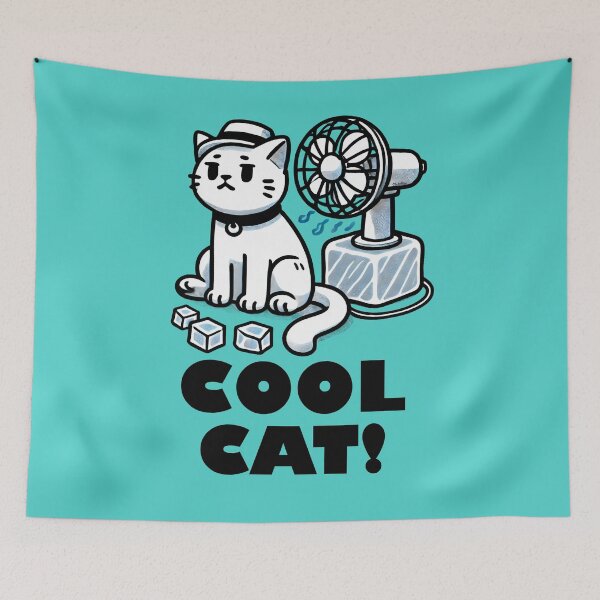 Item preview, Cool Cat with hat and ice fan designed and sold by StickaTime.