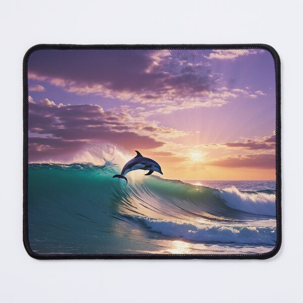 Artikelvorschau, Delfinsurfen bei Sonnenuntergang entworfen und verkauft von SublimeMusings.