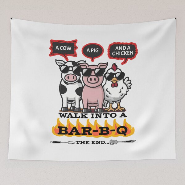 Item preview, A Cow, A Pig, and A Chicken Walk Into A BBQ designed and sold by CALIMASHIRTS.