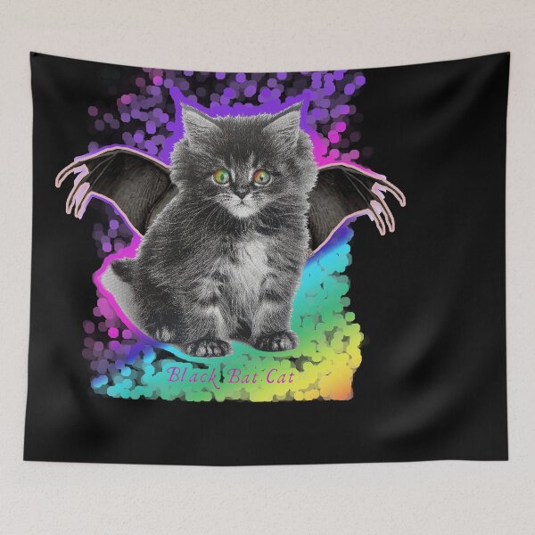 Item preview, Black Bat Cat - Rainbow Eyes (By AliceCCI)  designed and sold by VanyssaGraphics.