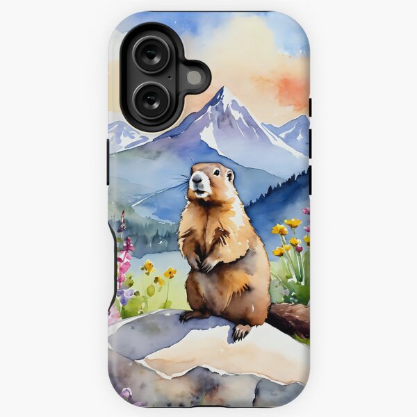 Vista previa del artículo con la obra «Marmota y flores», diseñado y vendido por Nolan6.