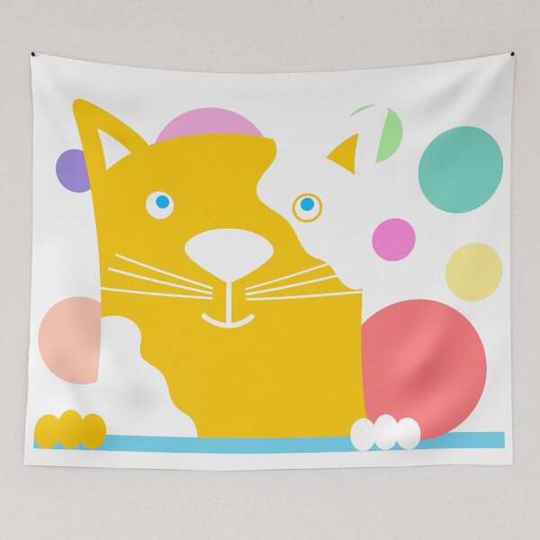 Item preview, Yellow Cat Cartoon In Pastel Color Bubbles Gifts For Children Boys Or Girls designed and sold by Henrylizarraga.