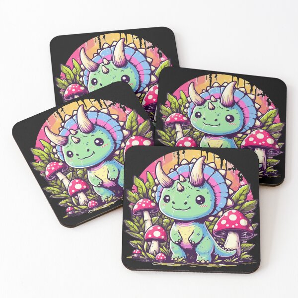 Item preview, Kawaii simple Mushroom Garden Dinosaur Triceratops designed and sold by TomFrontierArt.