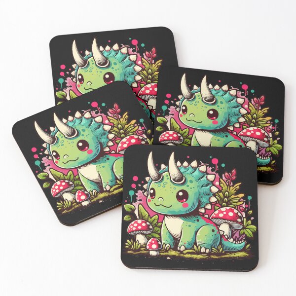 Item preview, Kawaii simple Dinosaur Triceratops Mushroom Garden designed and sold by TomFrontierArt.