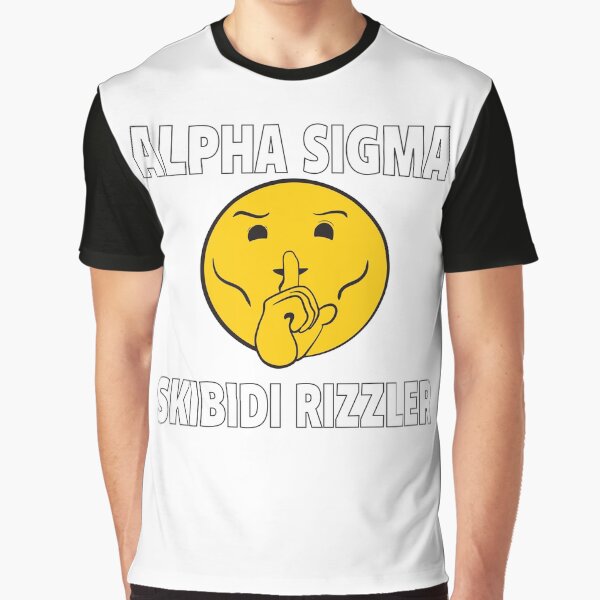 Item preview, T-shirt for him, Alpha Sigma, Skibidi Rizzler design, Gen Z, Mewing Emoji, Yellow, Black, Modern fun design, skibidi design, rizz, sigma, alpha designed and sold by Pink&Blue.