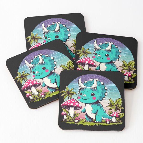 Item preview, Kawaii Simple Dinosaur Triceratops In Mushroom Garden designed and sold by TomFrontierArt.
