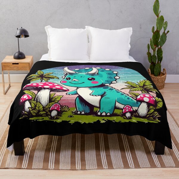 Item preview, Kawaii Simple Dinosaur Triceratops In Mushroom Garden designed and sold by TomFrontierArt.