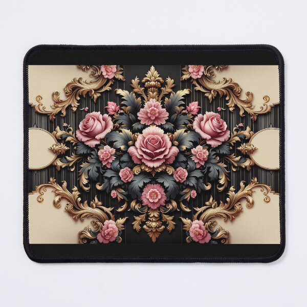 Item preview, Bridgerton Inspired Matte Black & Pink Rococo With Roses designed and sold by DesignsByPrnces.