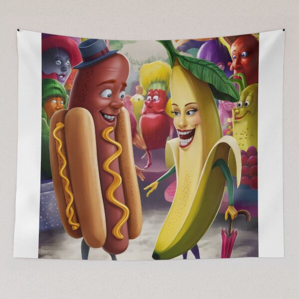 Item preview, Hotdog with banana. designed and sold by MyHappyArtShop.