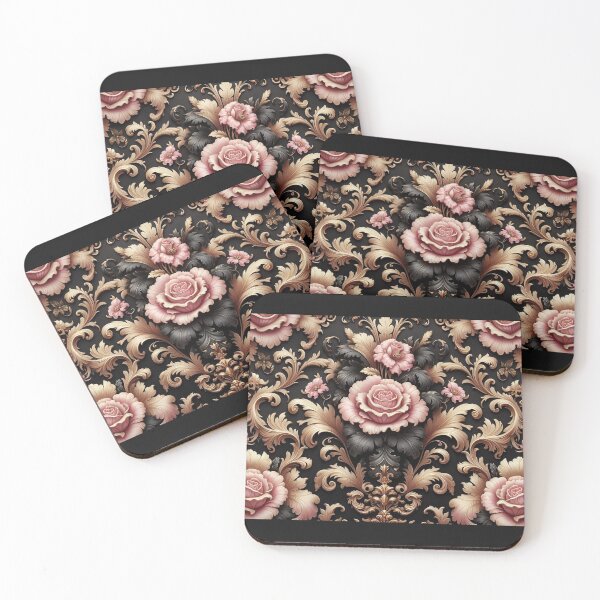 Item preview, Bridgerton Inspired Matte Black & Pink Rococo With Roses designed and sold by DesignsByPrnces.